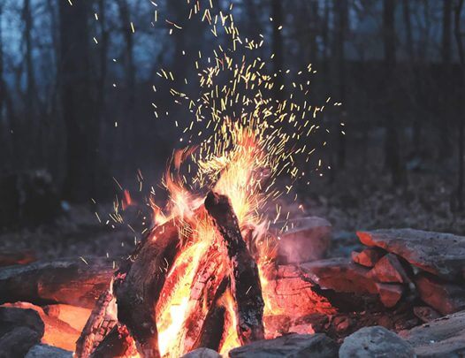 One of the campfire sites at Alberton Orchards