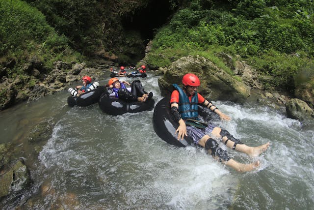 A group of people tubing