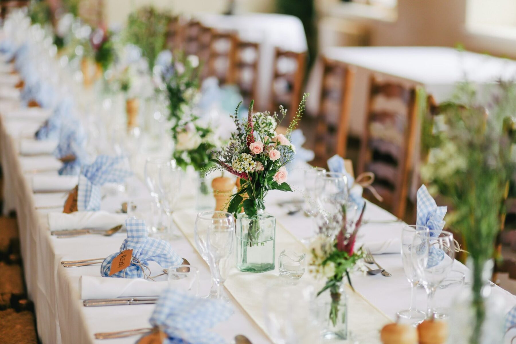 A table set for a wedding