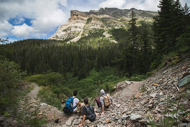 A group of hikers on a Montana trail