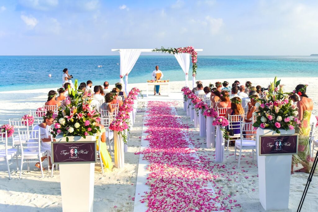 A wedding at a beach