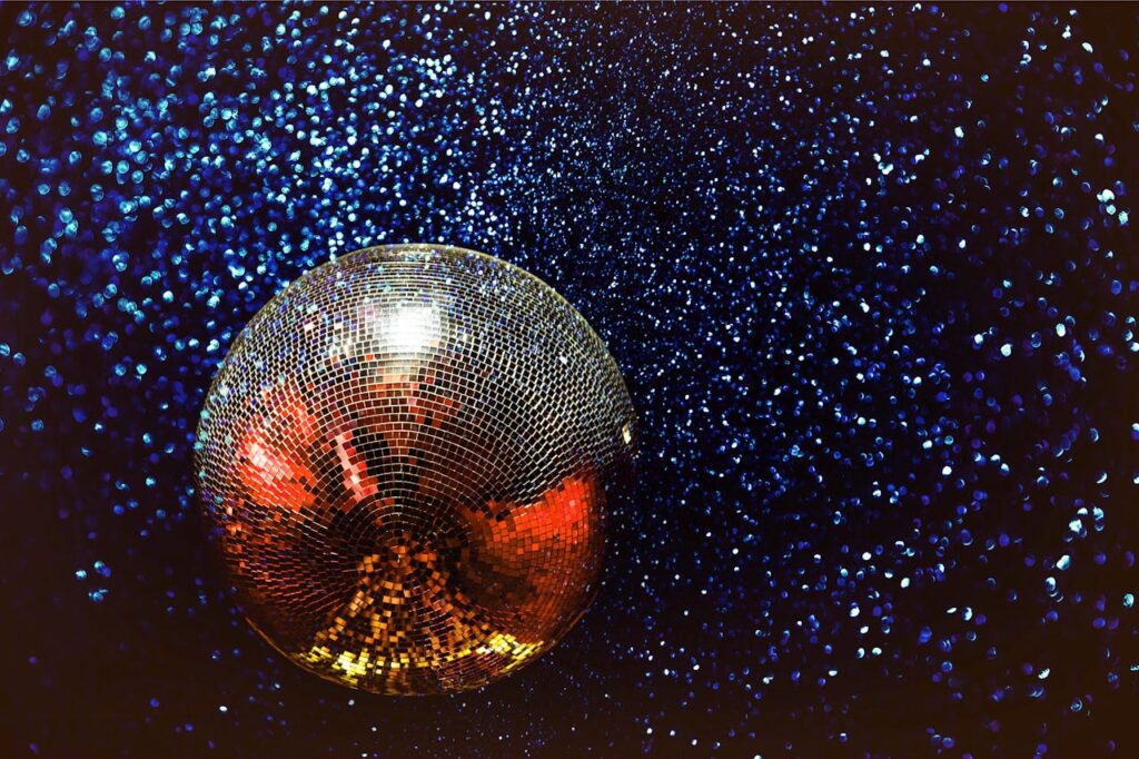 A glistening disco ball